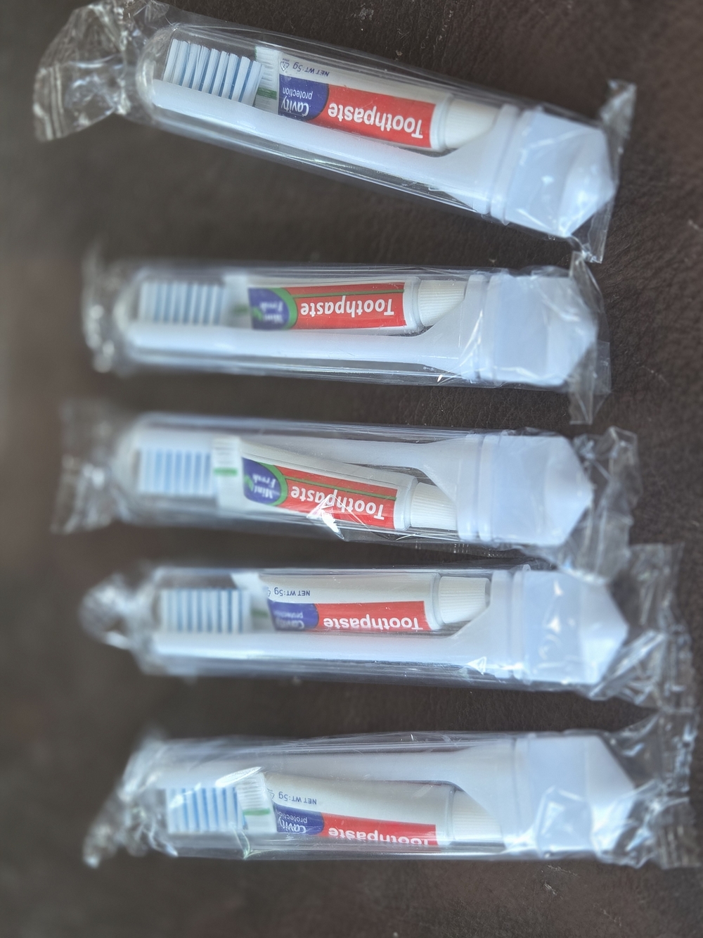 Travel Toothbrush Kit with Toothpaste (5 Pack)